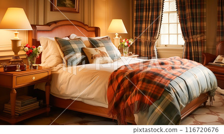 Bedroom decor, interior design and autumnal home decor, bed with silk satin bedding, bespoke furniture and autumn decoration, English country house, holiday rental and cottage style idea Bedroom decor, interior design and autumnal home decor, bed with silk satin bedding, bespoke furniture and autumn decoration, English country house, holiday rental and cottage style idea 116720676