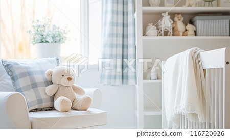 Baby room decor and interior design inspiration in beautiful English countryside style cottage 116720926