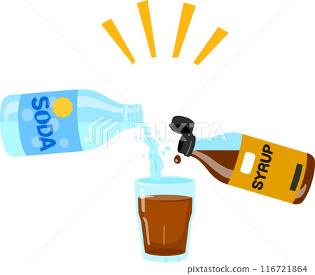 將糖漿和碳酸水倒入玻璃杯中 116721864