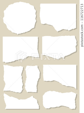Set of torn white paper with shadow on beige background 116722713