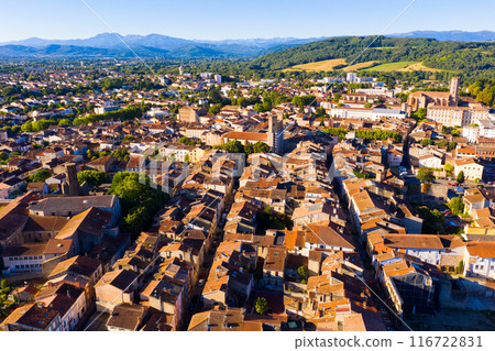 Pamiers cityscape with buildings, located on the river Ariege, France 116722831