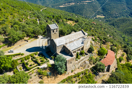 Aerial view of Serrabone Priory building, France 116722839