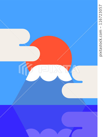 富士山與霧霾的向量圖解 富士山與霧霾的向量圖解 116723057