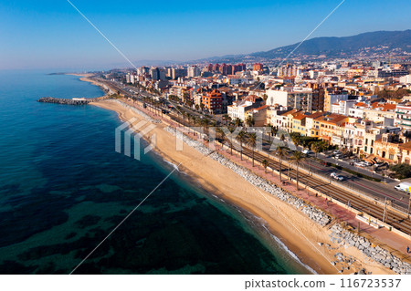 Aerial view of coastal Spanish city of Vilassar de Mar Aerial view of coastal Spanish city of Vilassar de Mar 116723537
