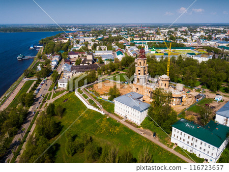 Aerial view of Kostroma with Kremlin Complex during reconstruction Aerial view of Kostroma with Kremlin Complex during reconstruction 116723657