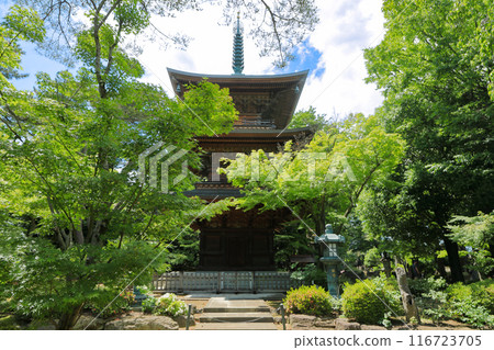Three-story pagoda at Gotokuji Temple, Setagaya Ward, Tokyo Three-story pagoda at Gotokuji Temple, Setagaya Ward, Tokyo 116723705