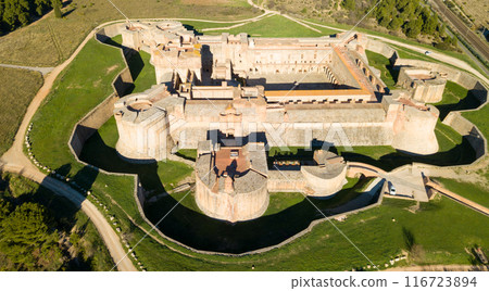 Aerial view of Fort de Salses, France Aerial view of Fort de Salses, France 116723894