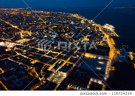 Night aerial view of downtown of Lisbon Night aerial view of downtown of Lisbon 116724314