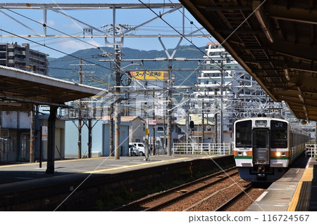 Tokaido Line entering Fuji Station, Shizuoka Tokaido Line entering Fuji Station, Shizuoka 116724567