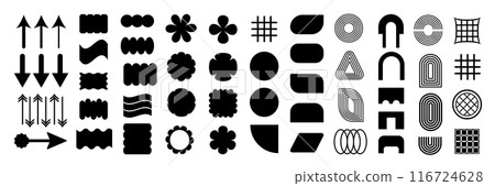 Brutal figure. Brutalist modern contemporary figure. Abstract geometric shapes and icons. Swiss design aesthetic. 116724628