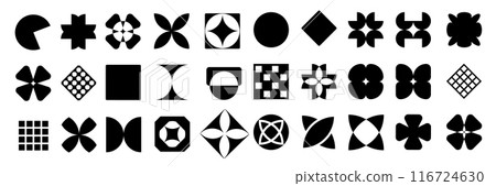 Brutal figure. Brutalist modern contemporary figure. Abstract geometric shapes and icons. Swiss design aesthetic. 116724630
