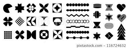 Brutal figure. Brutalist modern contemporary figure. Abstract geometric shapes and icons. Swiss design aesthetic. 116724632