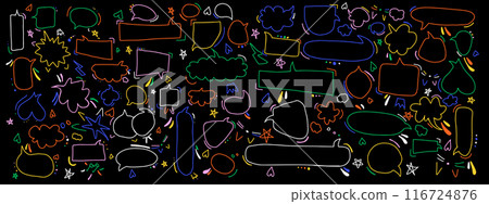 Chat balloons doodle line strokes vector icons on black Chat balloons doodle line strokes vector icons on black 116724876