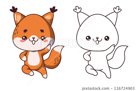 Dancing cutie fox cartoon character of coloring page Dancing cutie fox cartoon character of coloring page 116724903