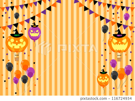 Halloween, garland, balloons, balloon, illustration, stripes, horizontal 116724934