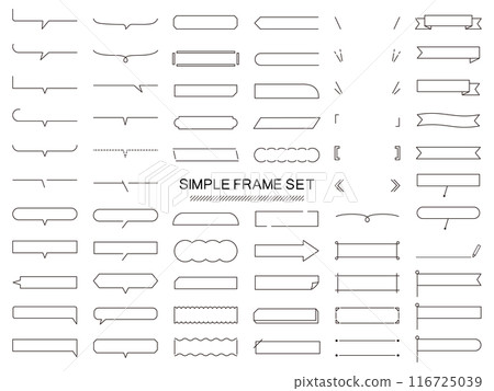Simple frame vector illustration set Frame Speech bubble Ribbon Flag Line Line drawing 116725039