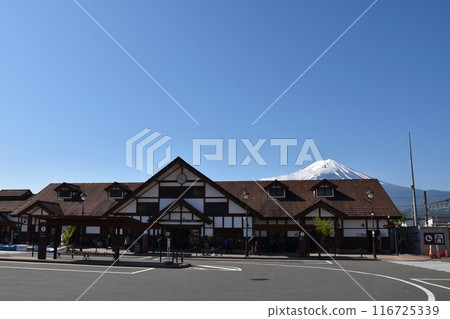 Kawaguchiko Station with Mt. Fuji in the background, Yamanashi Prefecture Kawaguchiko Station with Mt. Fuji in the background, Yamanashi Prefecture 116725339