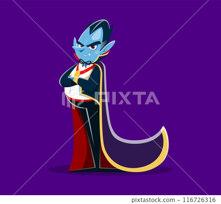 Halloween font, letter L as Dracula vampire character for horror cartoon alphabet, vector kids ABC. Halloween holiday font or spooky typeface of letter L as scary vampire Dracula for horror font type 116726316