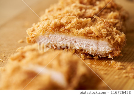Pork cutlet cut on a cutting board 116726438