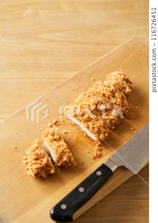 Pork cutlet cut on a cutting board Pork cutlet cut on a cutting board 116726451