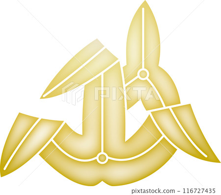 Family crest: Origami crane and iris [gold] 116727435