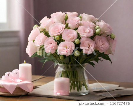 A bouquet of pink eustoma 116727476
