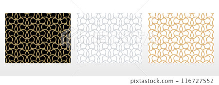Collection of flower geometric patterns. Seamless vector backgrounds. Colored ornaments. Ornament for fabric, wallpaper, packaging. Decorative prints Collection of flower geometric patterns. Seamless vector backgrounds. Colored ornaments. Ornament for fabric, wallpaper, packaging. Decorative prints 116727552