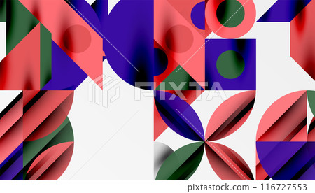 Neo memphis geometric pattern with circles, squares and lines. Pop art abstract background for covers, banners, flyers and posters and other templates Neo memphis geometric pattern with circles, squares and lines. Pop art abstract background for covers, banners, flyers and posters and other templates 116727553