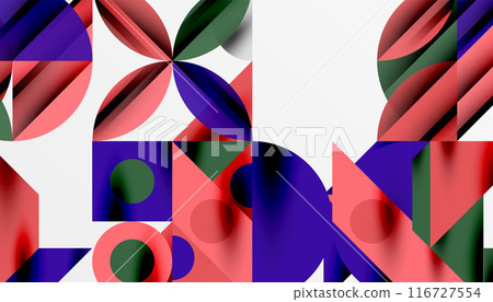Neo memphis geometric pattern with circles, squares and lines. Pop art abstract background for covers, banners, flyers and posters and other templates Neo memphis geometric pattern with circles, squares and lines. Pop art abstract background for covers, banners, flyers and posters and other templates 116727554