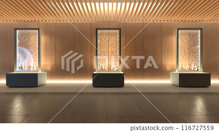 A corridor with delicately designed wooden lattices A corridor with delicately designed wooden lattices 116727559