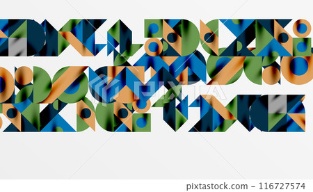 Neo memphis geometric pattern with circles, squares and lines. Pop art abstract background for covers, banners, flyers and posters and other templates Neo memphis geometric pattern with circles, squares and lines. Pop art abstract background for covers, banners, flyers and posters and other templates 116727574