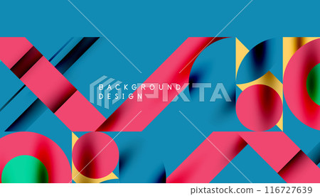 Neo memphis geometric pattern with circles, squares and lines. Pop art abstract background for covers, banners, flyers and posters and other templates Neo memphis geometric pattern with circles, squares and lines. Pop art abstract background for covers, banners, flyers and posters and other templates 116727639