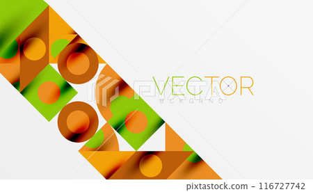 Colorful triangles circles square geometric design. Abstract background for wallpaper, banner, backdrop, card, book Illustration, landing page Colorful triangles circles square geometric design. Abstract background for wallpaper, banner, backdrop, card, book Illustration, landing page 116727742