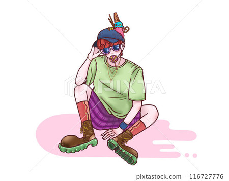喜歡糖果的男孩,白色背景,粉紅色泥濘 喜歡糖果的男孩,白色背景,粉紅色泥濘 116727776