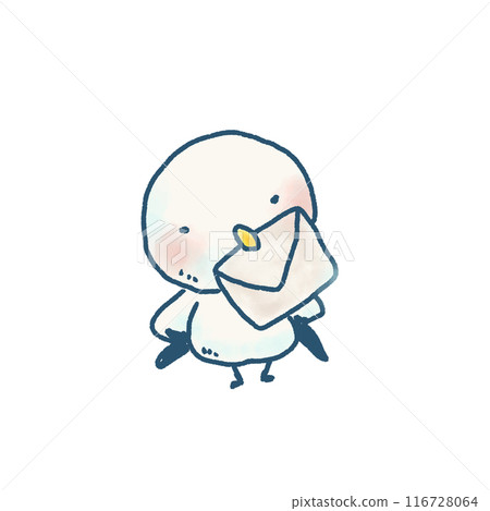 一隻可愛的海鷗送信的變形插圖 116728064