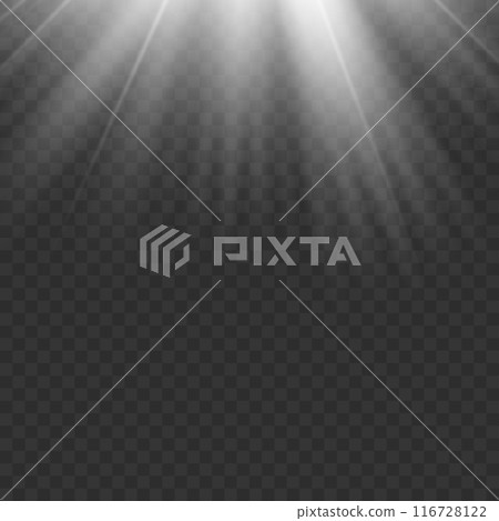 Radiant white light beams on transparent background for visual effects. Vector Radiant white light beams on transparent background for visual effects. Vector 116728122