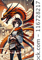 Orange dragon and girl with anime style illustration 116728217