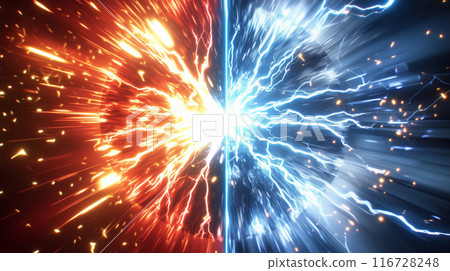 「紅藍能量的相對戰。」<AI生成素材> 116728248