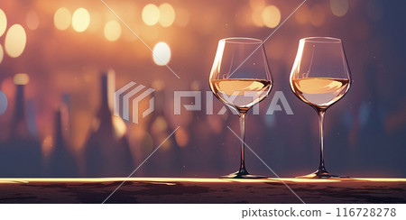 White wine poured into a glass AI image 116728278