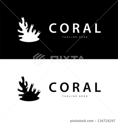 coral logo underwater seaweed plant simple template design marine decoration 116728297