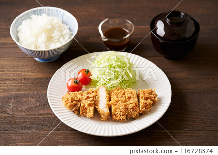 Pork cutlet served on a plate Pork cutlet served on a plate 116728374