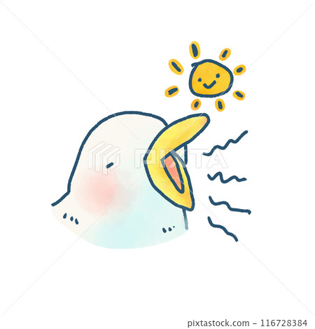 早上洗澡的海鷗的可愛插圖 早上洗澡的海鷗的可愛插圖 116728384