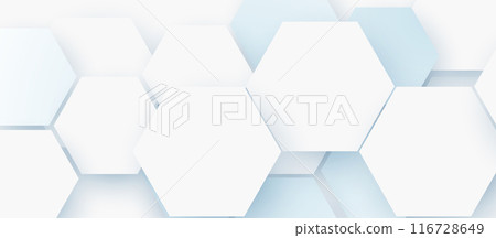 Abstract hexagon blue and white color background. Abstract Futuristic digital high-technology banner. Vector Illustration 116728649