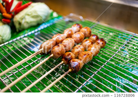 Top view of Isan Sausage, focus selective 116728806