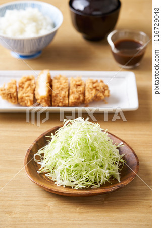 高麗菜絲和炸豬排 高麗菜絲和炸豬排 116729048