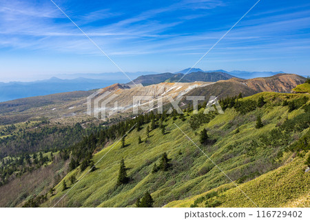 初春的草津白根山，殘雪的雄偉景色 116729402
