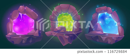 Magic portal on stone ui game. Fantasy gate space Magic portal on stone ui game. Fantasy gate space 116729884