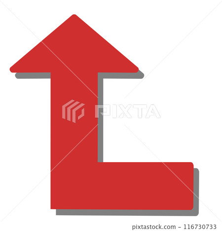 90 degree bend arrow 1 (red) (with shadow) 90 degree bend arrow 1 (red) (with shadow) 116730733