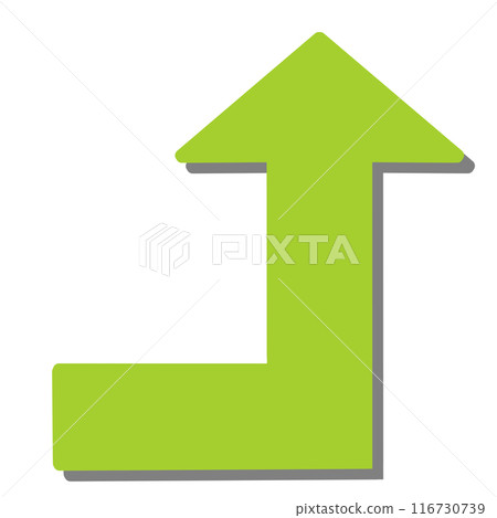 箭頭2彎曲90度（黃綠色）（有陰影） 116730739