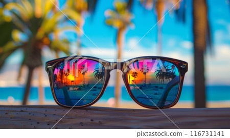 mirrored sunglasses on the beach mirrored sunglasses on the beach 116731141